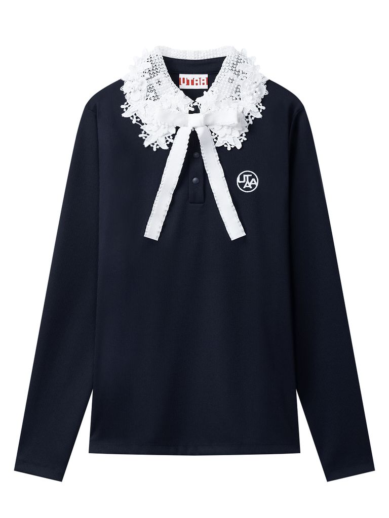 UTAA Notredame Floral Lace PK Sleeve : Women's Navy