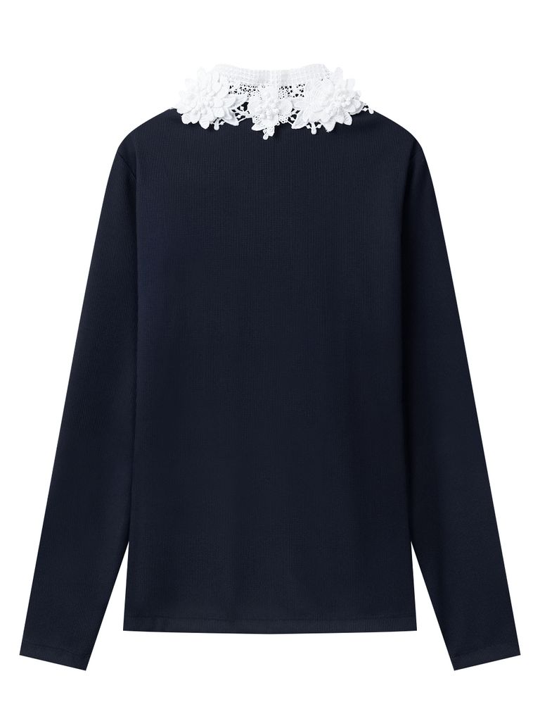 UTAA Notredame Floral Lace PK Sleeve : Women's Navy