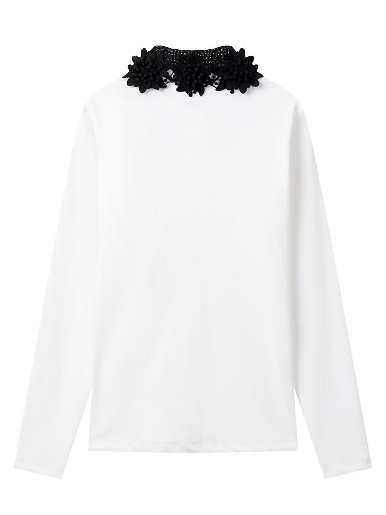 UTAA Notredame Floral Lace PK Sleeve : Women's White