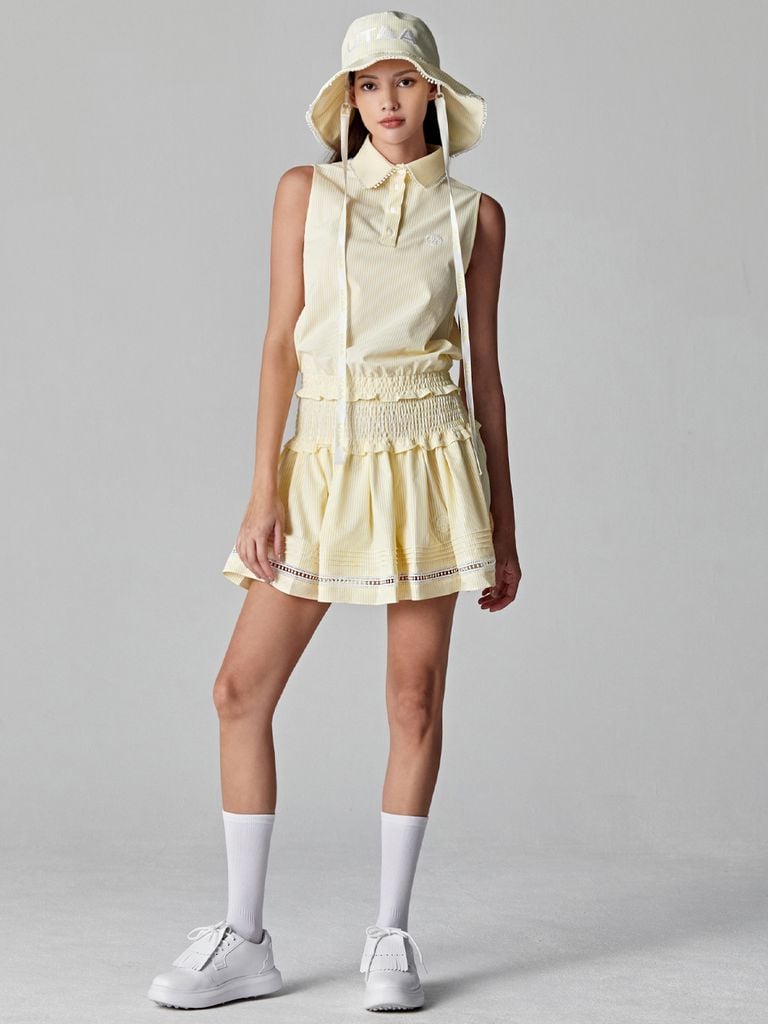 UTAA Lace Pinstripe Dot PK Sleeveless : Women's Yellow