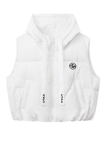 Logo Bounce Strap Hood Down Vest : Women's White