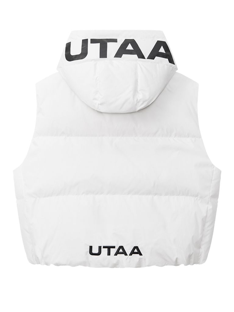 Logo Bounce Strap Hood Down Vest : Women's White