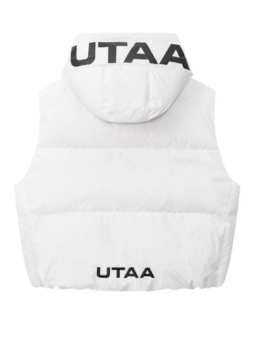 Logo Bounce Strap Hood Down Vest : Women's White