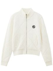 UTAA Quilting Stitch Knit Zip-up Jumper: Women's Ivory