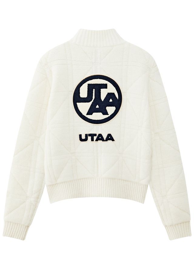 UTAA Quilting Stitch Knit Zip-up Jumper: Women's Ivory