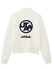 UTAA Quilting Stitch Knit Zip-up Jumper: Women's Ivory