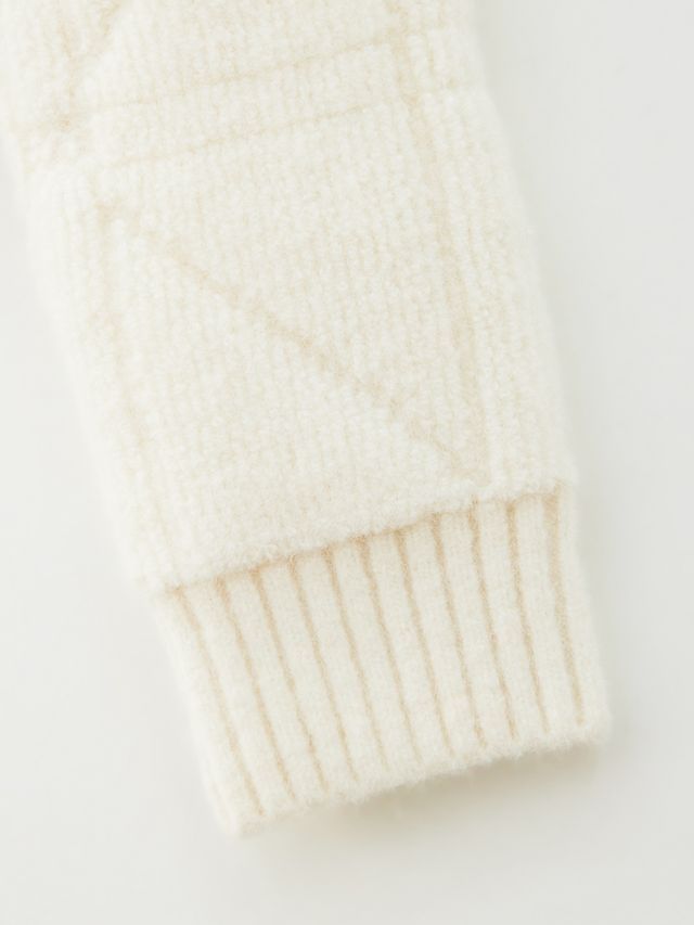 UTAA Quilting Stitch Knit Zip-up Jumper: Women's Ivory