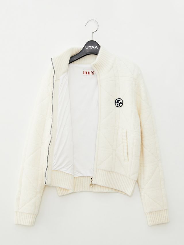 UTAA Quilting Stitch Knit Zip-up Jumper: Women's Ivory