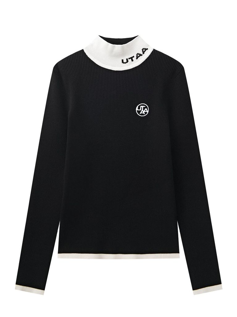 UTAA Logo Curve Ring Turtleneck Knit : Women's Black