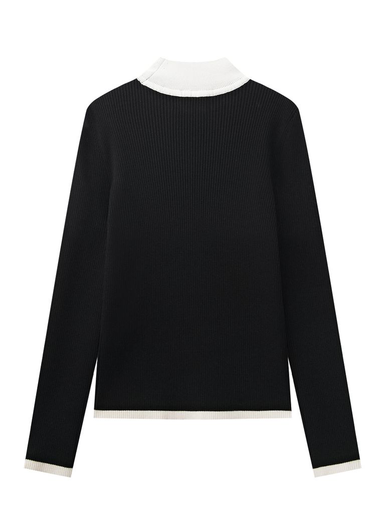 UTAA Logo Curve Ring Turtleneck Knit : Women's Black