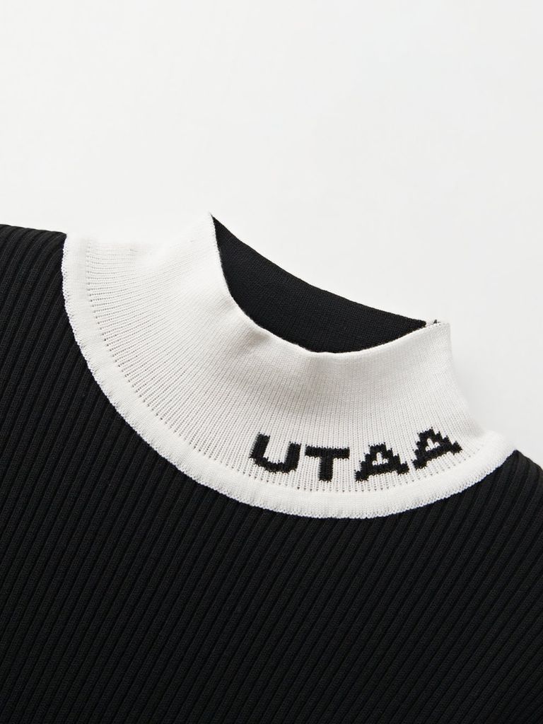 UTAA Logo Curve Ring Turtleneck Knit : Women's Black