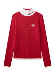 UTAA Logo Curve Ring Turtleneck Knit : Women's Red