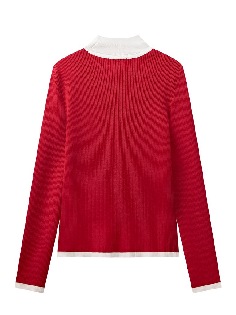 UTAA Logo Curve Ring Turtleneck Knit : Women's Red