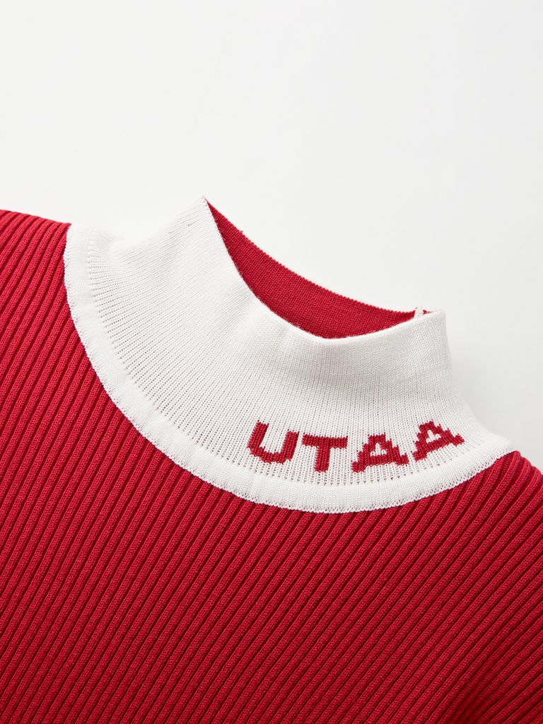 UTAA Logo Curve Ring Turtleneck Knit : Women's Red