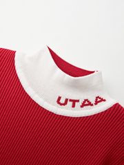UTAA Logo Curve Ring Turtleneck Knit : Women's Red