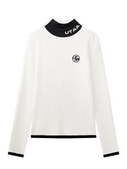 UTAA Logo Curve Ring Turtleneck Knit : Women's White