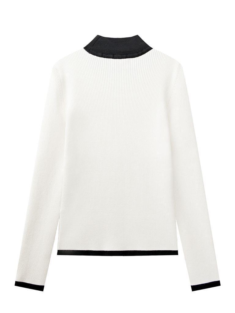 UTAA Logo Curve Ring Turtleneck Knit : Women's White