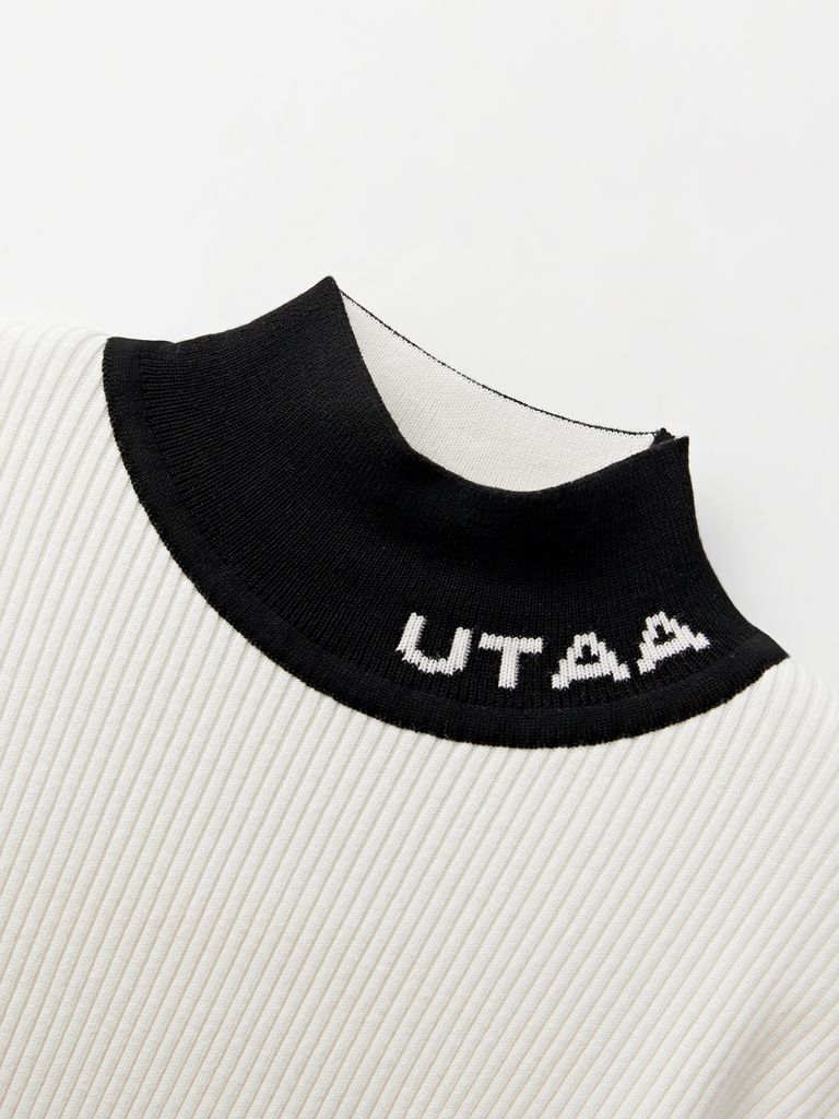 UTAA Logo Curve Ring Turtleneck Knit : Women's White