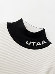 UTAA Logo Curve Ring Turtleneck Knit : Women's White