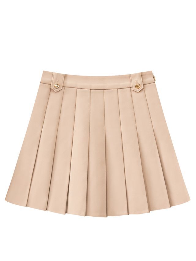 Gilt Sealing Contour Pleats Skirt: Beige