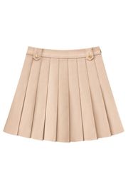 Gilt Sealing Contour Pleats Skirt: Beige