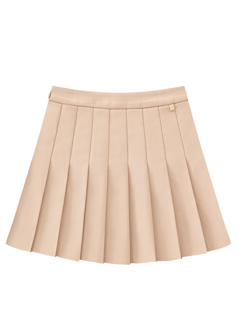Gilt Sealing Contour Pleats Skirt: Beige