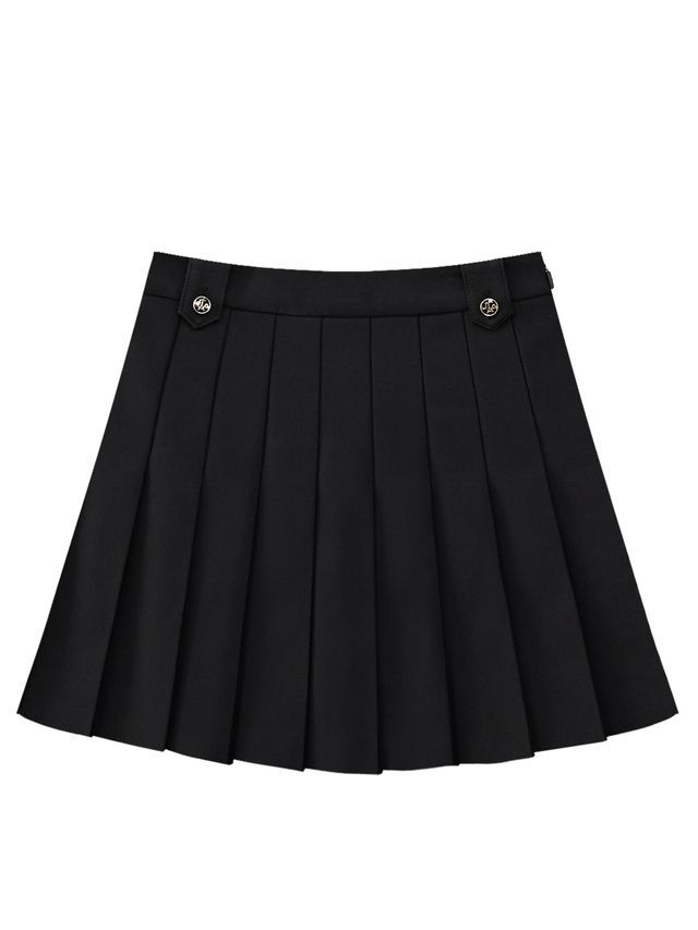 Gilt Sealing Contour Pleats Skirt: Black