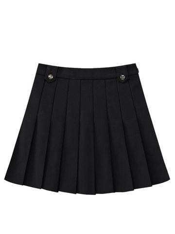 Gilt Sealing Contour Pleats Skirt: Black