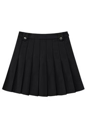 Gilt Sealing Contour Pleats Skirt: Black