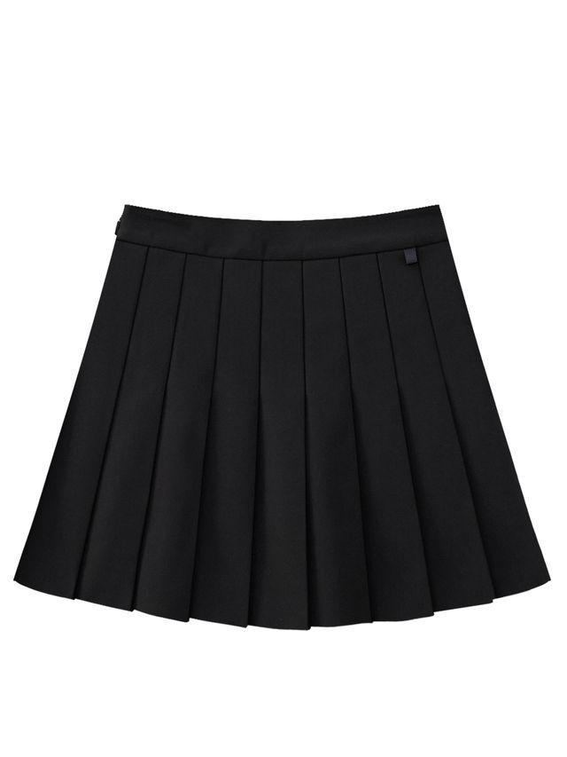 Gilt Sealing Contour Pleats Skirt: Black