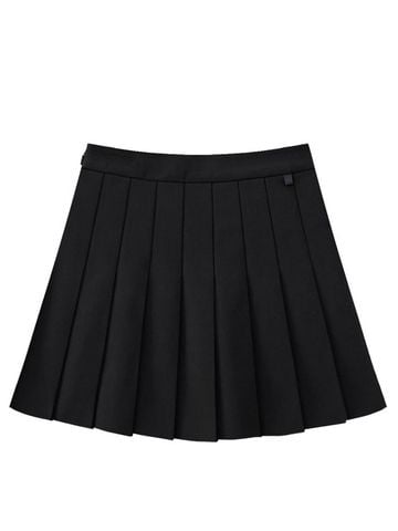 Gilt Sealing Contour Pleats Skirt: Black