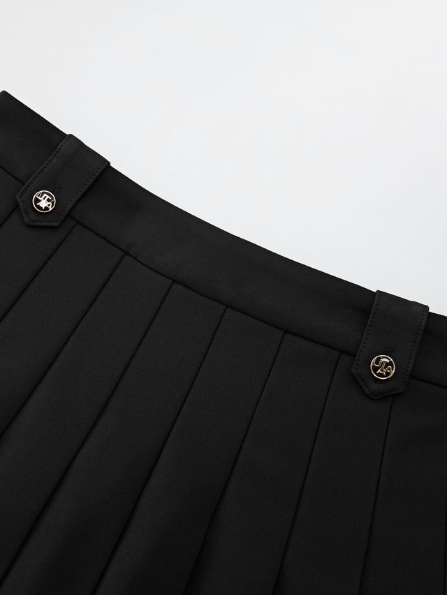 Gilt Sealing Contour Pleats Skirt: Black