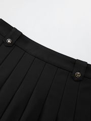Gilt Sealing Contour Pleats Skirt: Black