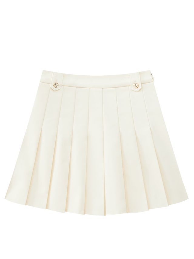 Gilt Sealing Contour Pleats Skirt: Ivory