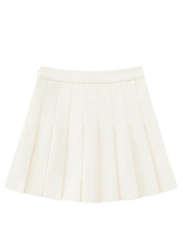 Gilt Sealing Contour Pleats Skirt: Ivory