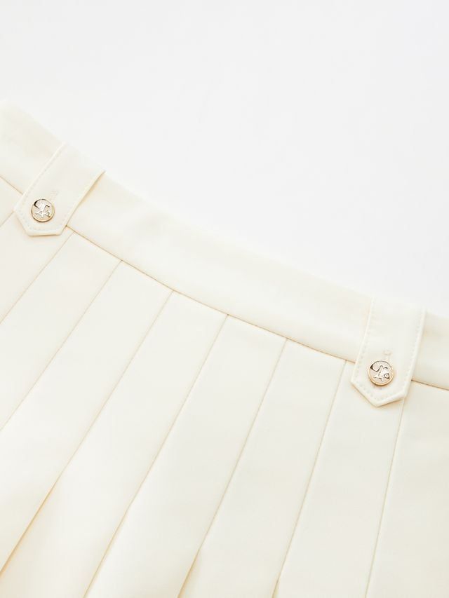 Gilt Sealing Contour Pleats Skirt: Ivory