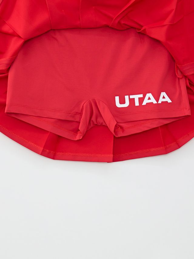 UTAA Slide Bulk Logo Pleats Skirt: Red