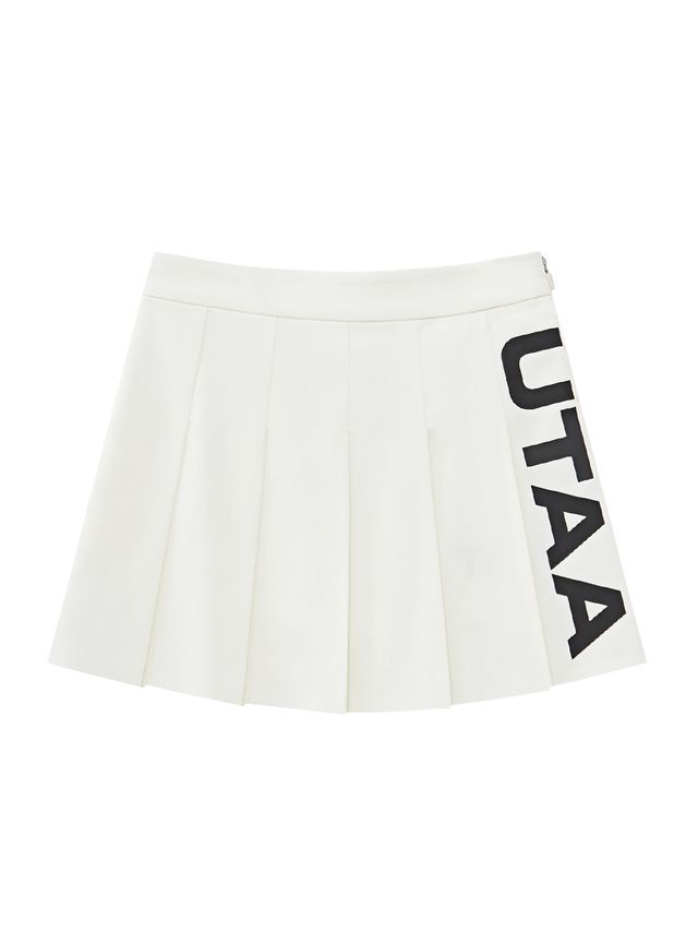 UTAA Slide Bulk Logo Pleats Skirt: White