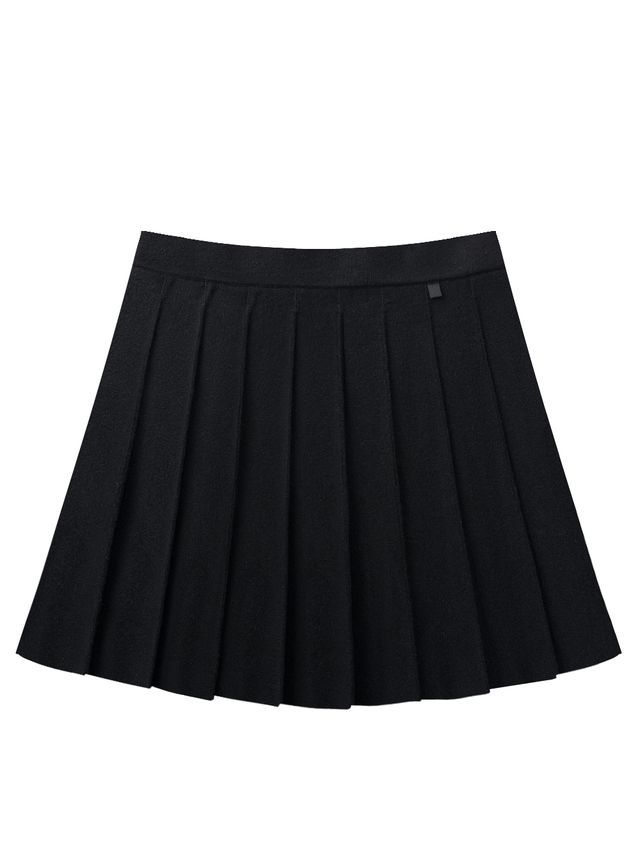 UTAA Gilt Logo Adel Classic Pleats Skirt: Black