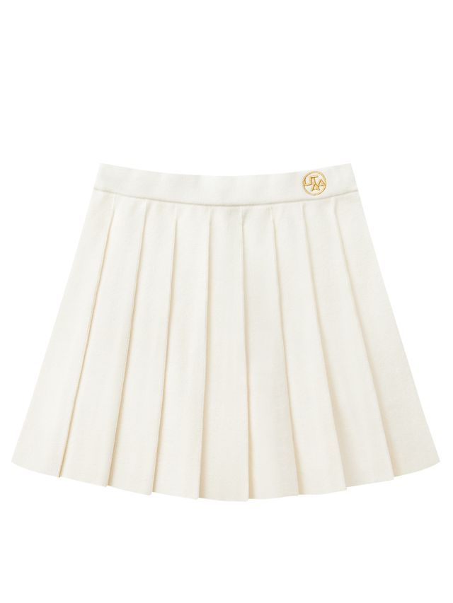 UTAA Gilt Logo Adel Classic Pleats Skirt : Ivory