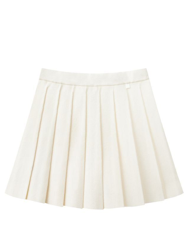 UTAA Gilt Logo Adel Classic Pleats Skirt : Ivory