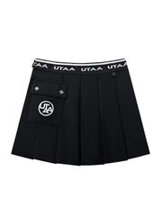 UTAA Logo Dust Pocket Pleats Skirt : Black