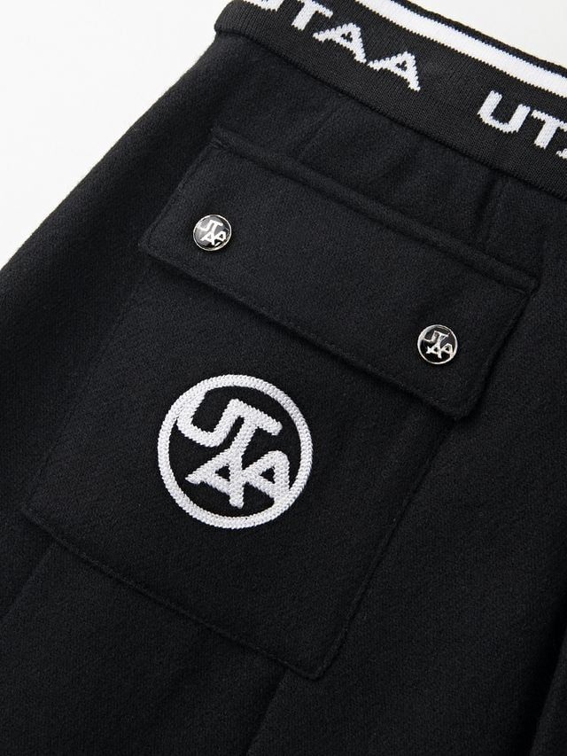UTAA Logo Dust Pocket Pleats Skirt : Black