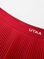UTAA Curve Ring Line Pleats Skirt: Red
