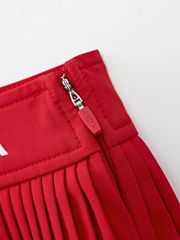 UTAA Curve Ring Line Pleats Skirt: Red