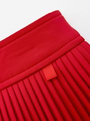 UTAA Curve Ring Line Pleats Skirt: Red