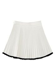 UTAA Curve Ring Line Pleats Skirt : White