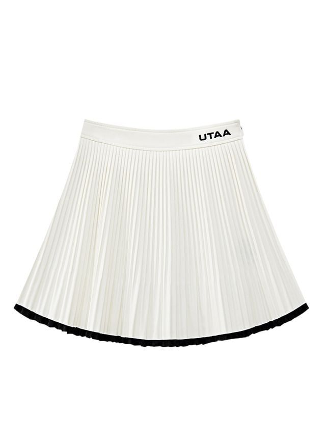 UTAA Curve Ring Line Pleats Skirt : White