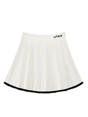 UTAA Curve Ring Line Pleats Skirt : White