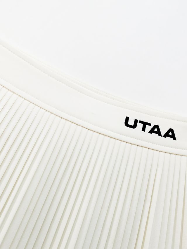 UTAA Curve Ring Line Pleats Skirt : White